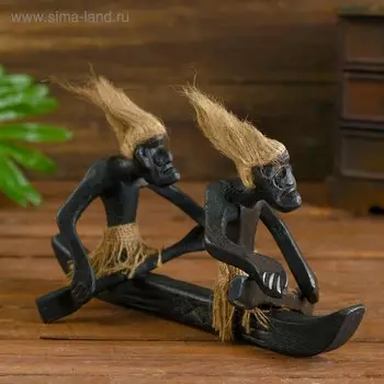 Сувенир «Аборигены на байдарке», 27 см, дерево