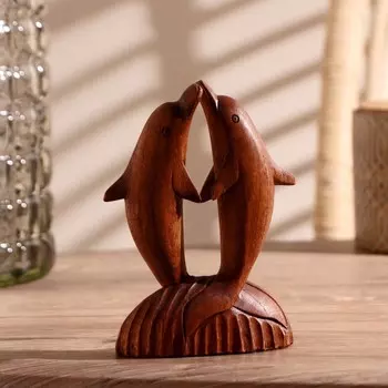 Сувенир дерево "Два дельфина" коричневый цвет 15х9х3 см