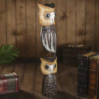 Сувенир дерево "Две белоносые совы" 60х14х7 см