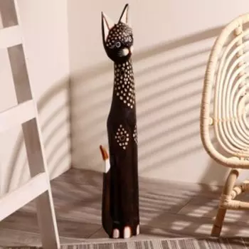 Сувенир дерево "Коричневая кошка в точку" 80 см