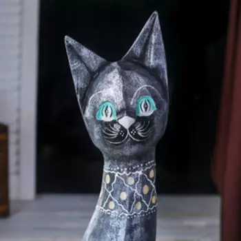 Сувенир дерево "Кошка металик с узором" 8х14х50 см