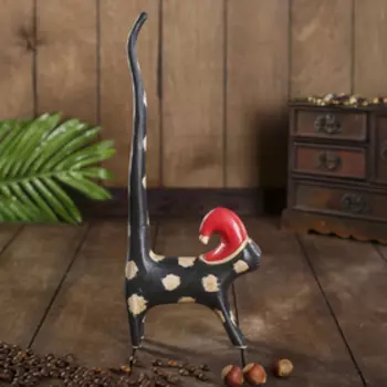 Сувенир дерево "Кошка под кольца черная с колпаком" 13х4х32 см