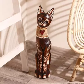 Сувенир дерево "Кошка с бабочками и сердечком на ошейнике" 60х12х6 см