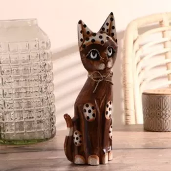 Сувенир дерево "Кошка с бантом, ушки в горошек" 30х10х3 см