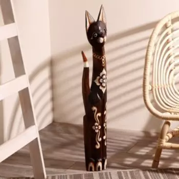 Сувенир дерево "Кошка с крупным цветком" 80х17х6 см