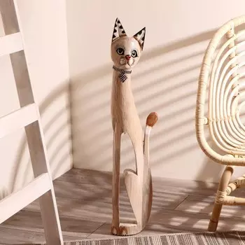 Сувенир дерево "Кошка с ошейником и ромбиком" 80х13х7 см