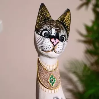 Сувенир дерево "Кошка" светлая с ящерицей 60 см