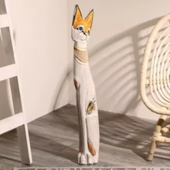 Сувенир дерево "Кошка в ошейнике и с черепашкой" 80х13х7 см