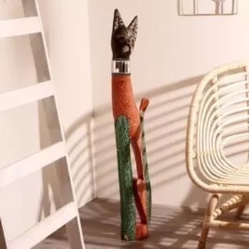 Сувенир дерево "Кошка в зеркальном ошейнике" 100х16х7 см