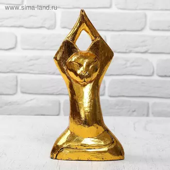 Сувенир дерево "Кот йог" 14х6,5х25 см