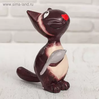 Сувенир дерево "Кот с мышкой" 13х8х17 см