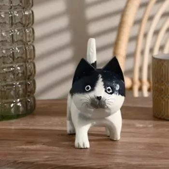 Сувенир дерево "Котик" чёрный 12х14х8 см