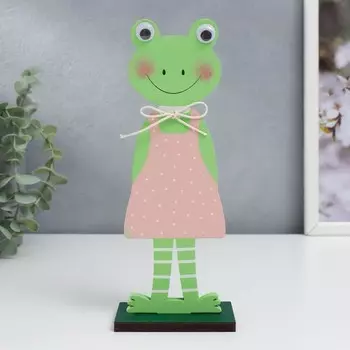 Сувенир дерево "Лягушка в платье в горошек" 20,5х8 см