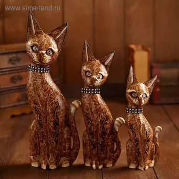 Сувенир дерево (набор 3 шт) "Кошки" 30,25,20 см