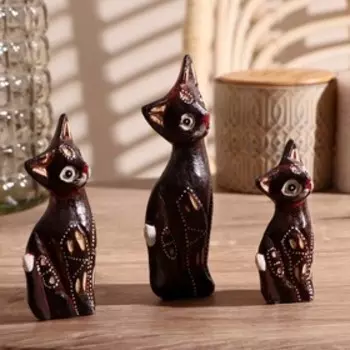 Сувенир дерево набор 3 шт "Кошки величественные" 15х10,5х3 см