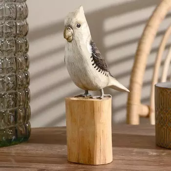 Сувенир дерево "Попугай" белый 22 см