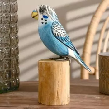 Сувенир дерево "Попугай" голубой 22 см