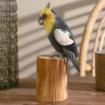 Сувенир дерево "Попугай" серый 22 см