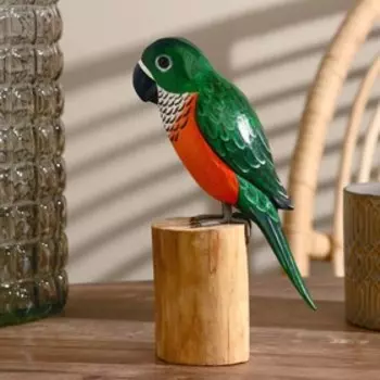 Сувенир дерево "Попугай" зелёный 22 см