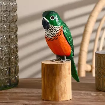 Сувенир дерево "Попугай" зелёный 22 см