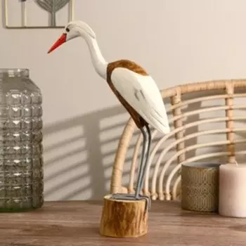 Сувенир дерево "Птица" бело-коричневая 35 см