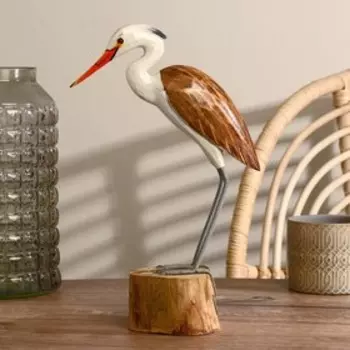 Сувенир дерево "Птица" бело-коричневая 35 см