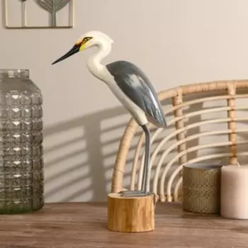 Сувенир дерево "Птица" бело-серая 35 см