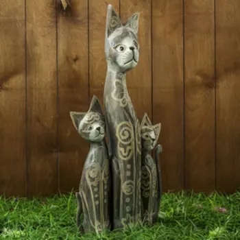 Сувенир дерево "Семейка серых кошек" 30х8х60 см