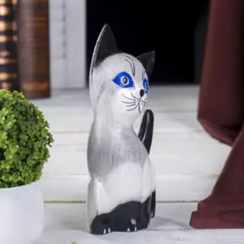 Сувенир дерево "Серая кошечка" 5х9х20 см