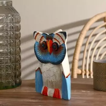 Сувенир дерево "Сова" голубая 20 см