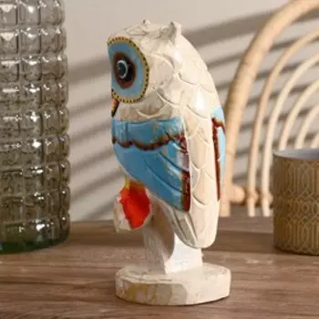 Сувенир дерево "Сова на ветке" голубая 23 см