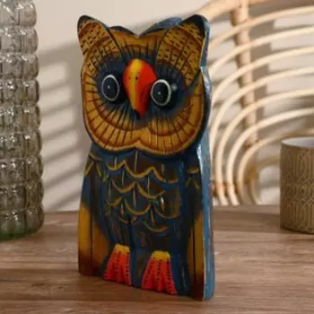 Сувенир дерево "Сова" синяя 25 см