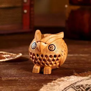 Сувенир дерево "Совёнок резной " 7,5х6х7 см