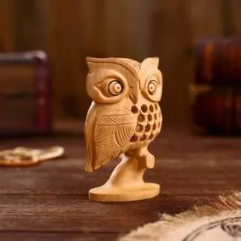 Сувенир дерево "Совёнок резной светлый " 10х5х6 см