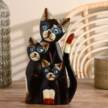 Сувенир «Три кошечки с белыми лапками», 51425 см, дерево