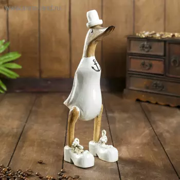 Сувенир дерево "Утка матрос в белом" 13х9х27 см