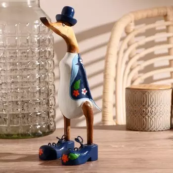 Сувенир «Утка в синем летнем костюме», дерево, 13927 см