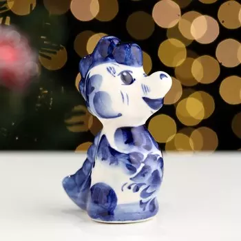 Сувенир "Дракон Гелиос", гжель, фарфор, h=8см