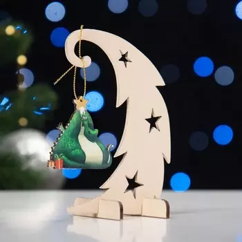 Сувенир "Дракон. Ёлочка", дерево, 15х14 см, бежевый