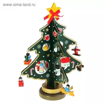 Сувенир «Ёлка на подставке», 20 см, с золотым контуром