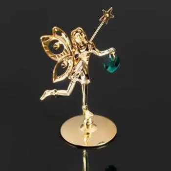 Сувенир "Фея со звездой" с зелеными кристаллом , 5х3,5х7см