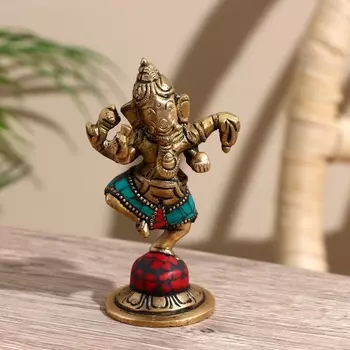 Сувенир "Ганеша" латунь, камень 10 см