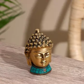 Сувенир «Голова Будды», 8 см, латунь, камень