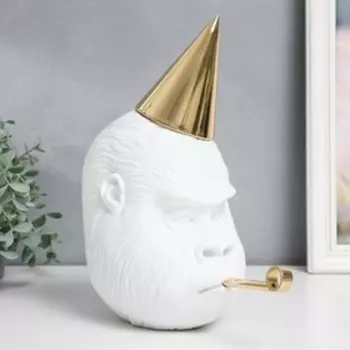 Сувенир "Голова гориллы" белый 14х24х28 см