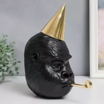 Сувенир "Голова гориллы" чёрный 14х24х28 см