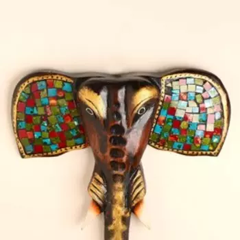 Сувенир интерьерный "Голова слона" дерево 30х4х30 см