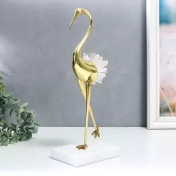 Сувенир интерьерный латунь, кварц "Журавль, хвост из горного хрусталя" 24х9х18 см