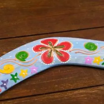 Сувенир из дерева "Бумеранг" голубой 30х8х1 см