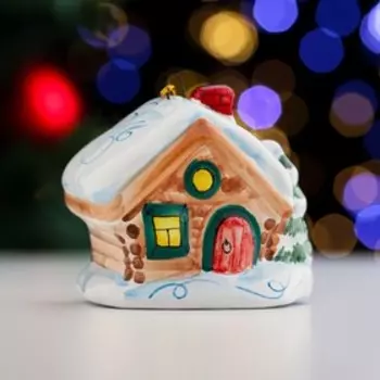 Сувенир "Избушка зимой", ярославская майолика, h=8 см