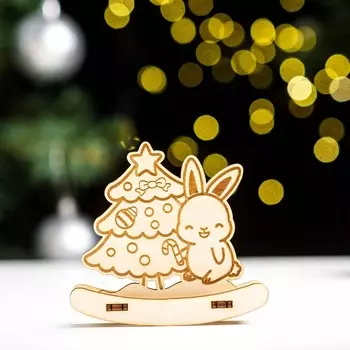 Сувенир-качалка "Зайка с ёлкой", 9,7х9 см